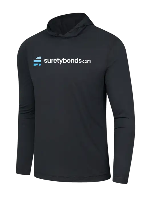 Luxury Active Black Lightweight Tri-Blend Wicking Long Sleeve Hoodie w/SuretyBonds.com Logo