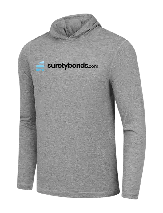 Luxury Active Light Grey Heather Lightweight Tri-Blend Wicking Long Sleeve Hoodie w/SuretyBonds.com Logo
