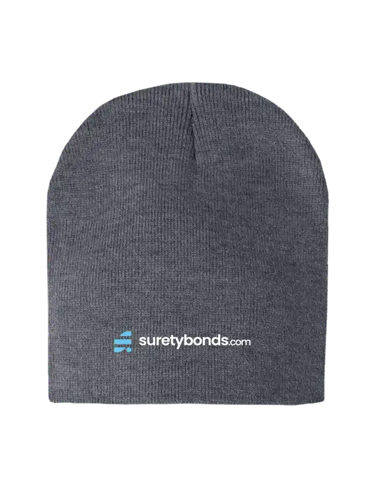 Dark Grey Heather Element Knit Beanie w/SuretyBonds.com Logo