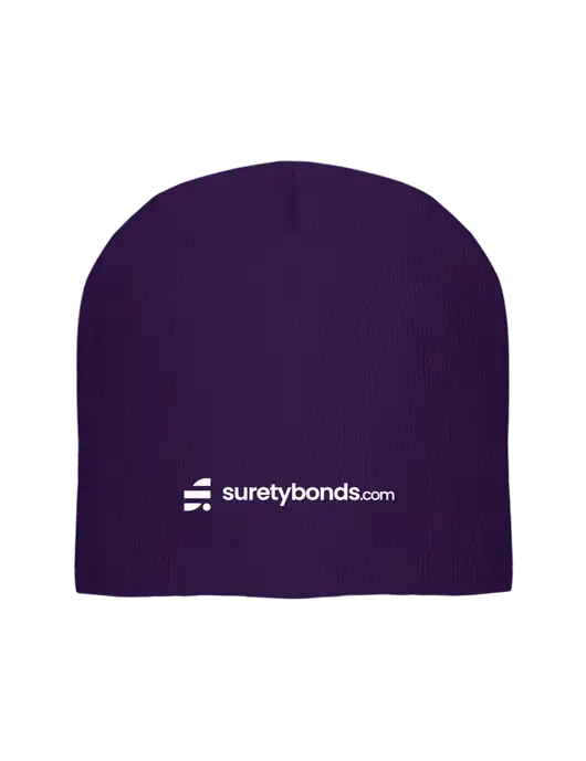 Solid Purple Element Knit Beanie w/SuretyBonds.com Logo