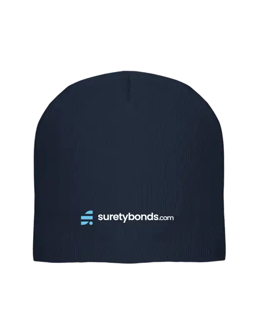 Solid Navy Element Knit Beanie w/SuretyBonds.com Logo