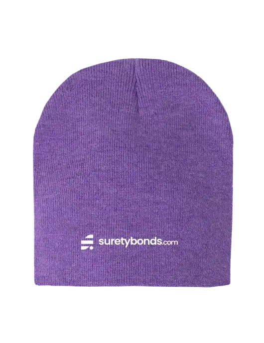 Purple Heather Element Knit Beanie w/SuretyBonds.com Logo