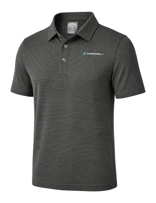 Callaway Black Fine Line Stripe Polo w/SuretyBonds.com Logo