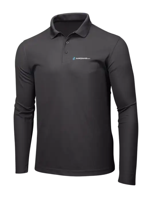 OGIO Charcoal Grey Caliber 2.0 Long Sleeve Polo w/SuretyBonds.com Logo
