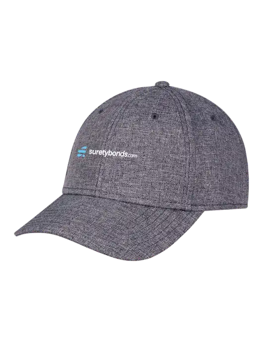 Heather Charcoal Structured Linen Look Cap Hook & Loop w/SuretyBonds.com Logo