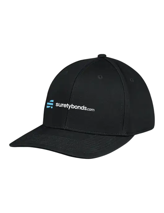 Premium Modern Structured Twill Black Snapback Cap w/SuretyBonds.com Logo