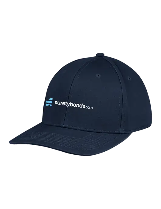 Premium Modern Structured Twill Navy Snapback Cap w/SuretyBonds.com Logo