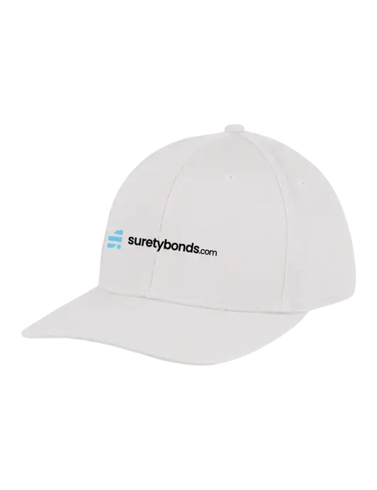 Premium Modern Structured Twill White Snapback Cap w/SuretyBonds.com Logo