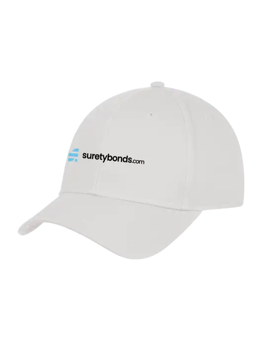 White Structured Cap Hook & Loop w/SuretyBonds.com Logo