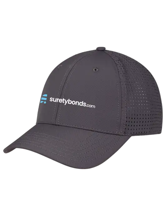 Charcoal Performance Stretchable Cap Hook & Loop w/SuretyBonds.com Logo