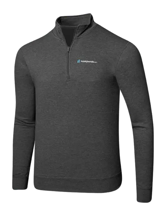 Dark Heather Grey 8.5 oz Ring Spun 1/4 Zip Pullover Sweatshirt w/SuretyBonds.com Logo