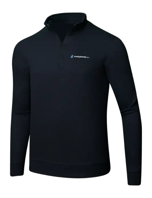 Jet Black 8.5 oz Ring Spun 1/4 Zip Pullover Sweatshirt w/SuretyBonds.com Logo