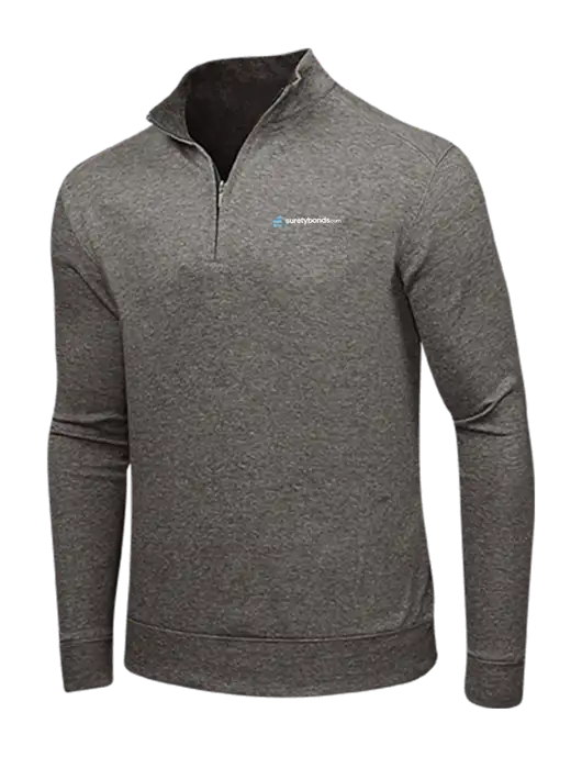 Charcoal Heather/Medium Heather Grey Interlock 1/4 Zip w/SuretyBonds.com Logo