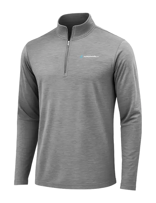 Dark Grey Heather Posicharge Tri-Blend Wicking 1/4 Zip Pullover w/SuretyBonds.com Logo