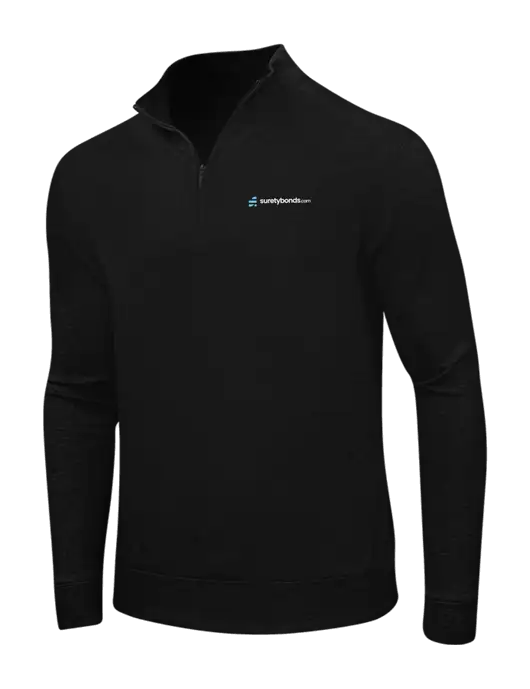 Deep Black/Charcoal Heather Interlock 1/4 Zip w/SuretyBonds.com Logo