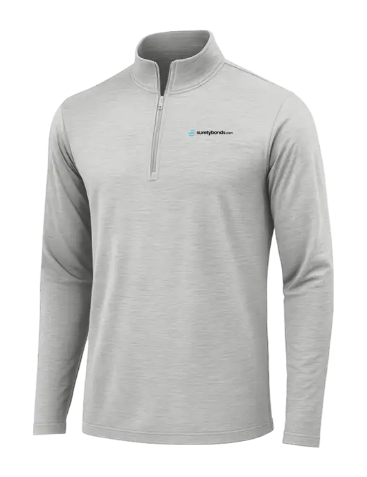 Light Grey Heather Posicharge Tri-Blend Wicking 1/4 Zip Pullover w/SuretyBonds.com Logo