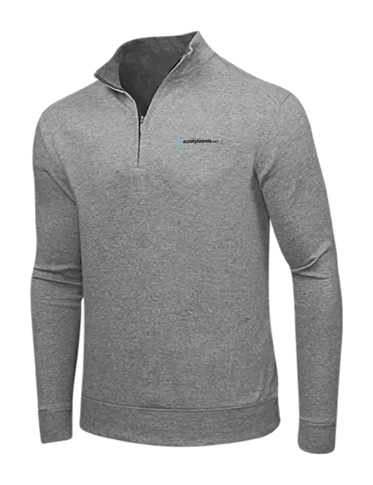 Medium Heather Grey/Charcoal Heather Interlock 1/4 Zip w/SuretyBonds.com Logo