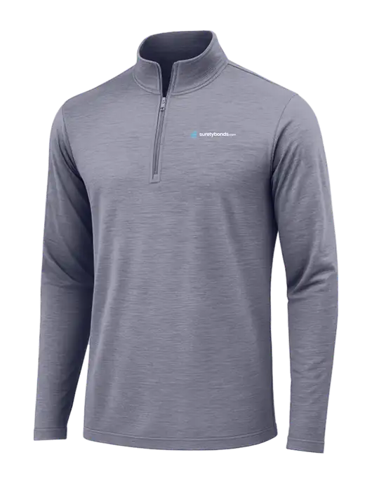 True Navy Heather Posicharge Tri-Blend Wicking 1/4 Zip Pullover w/SuretyBonds.com Logo
