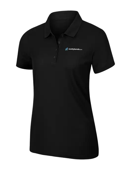 Womens Black Core Classic Pique Polo w/SuretyBonds.com Logo