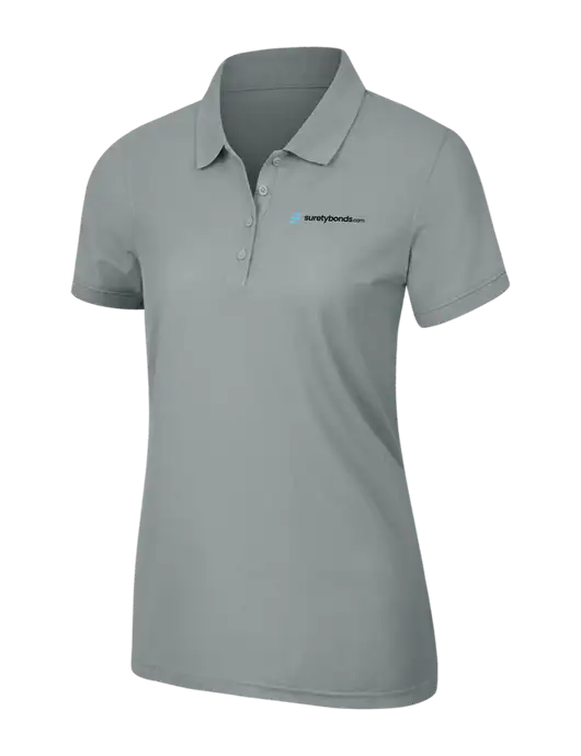 Light Grey Womens Core Classic Pique Polo w/SuretyBonds.com Logo