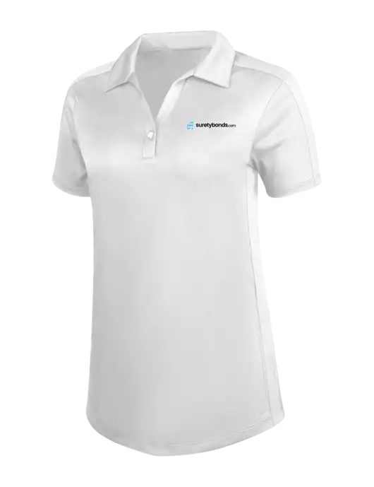 Womens White Diamond Jacquard Polo w/SuretyBonds.com Logo