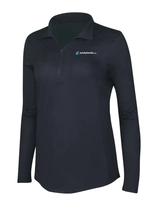 Black Triad Solid Womens Posicharge Tri-Blend Wicking 1/4 Zip Pullover w/SuretyBonds.com Logo