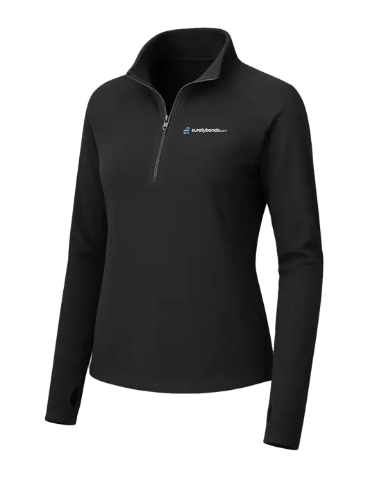 Womens Black Microfleece 1/2 Zip Pullover w/SuretyBonds.com Logo