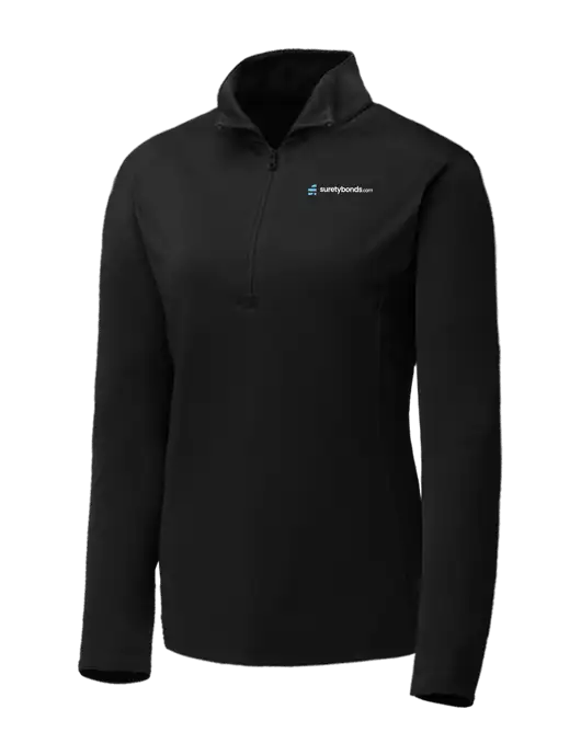 Black Womens Posicharge Competitor ¼ Zip Pullover w/SuretyBonds.com Logo