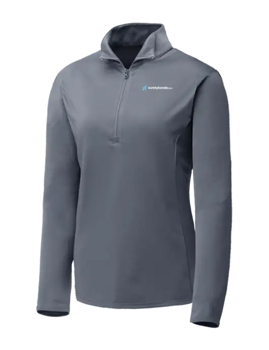 Medium Grey Womens Posicharge Competitor ¼ Zip Pullover w/SuretyBonds.com Logo