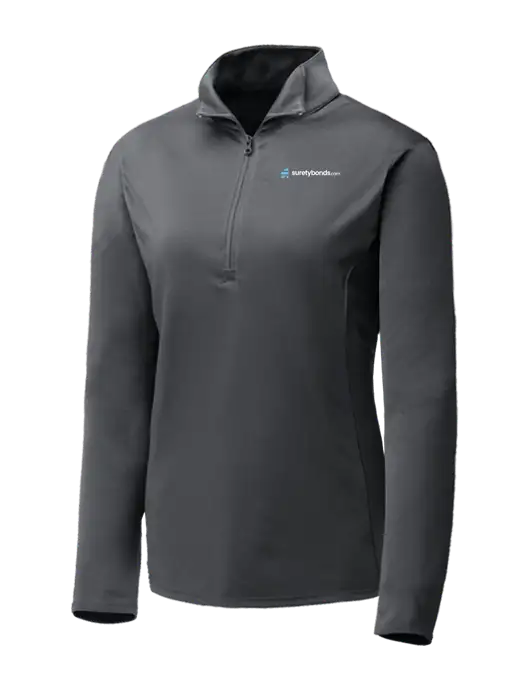 Dark Grey Womens Posicharge Competitor ¼ Zip Pullover w/SuretyBonds.com Logo