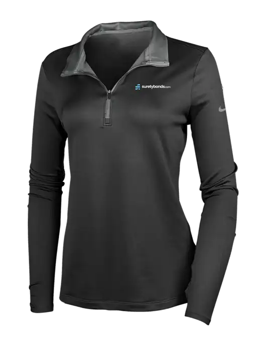NIKE Black/Dark Grey Womens Dry-Fit Stretch 1/2 Zip Cover-Up w/SuretyBonds.com Logo
