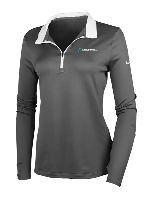 NIKE Dark Grey/White Womens Dry-Fit Stretch 1/2 Zip Cover-Up w/SuretyBonds.com Logo