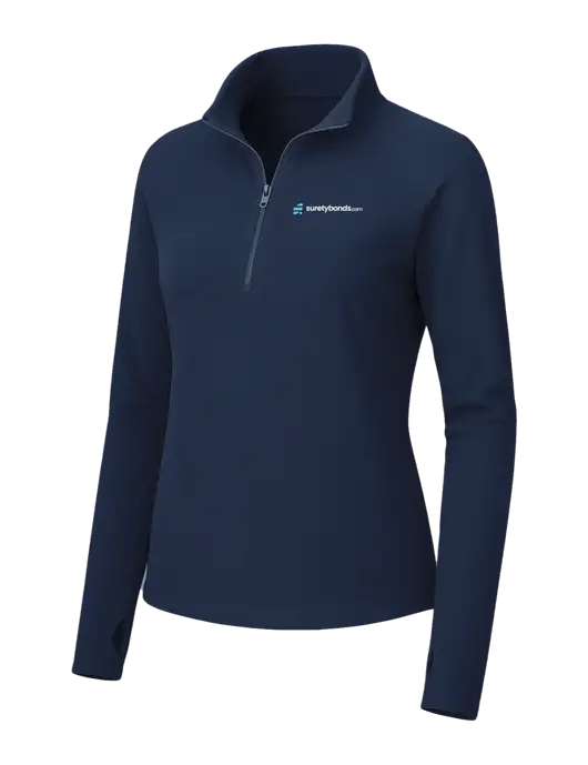Womens Navy Microfleece 1/2 Zip Pullover w/SuretyBonds.com Logo