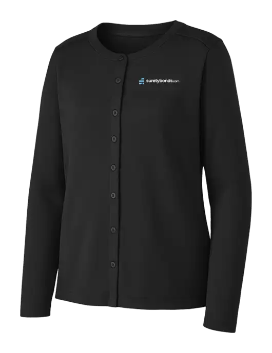 Black Womens Concept Stretch Button-Front Cardigan Sweater w/SuretyBonds.com Logo