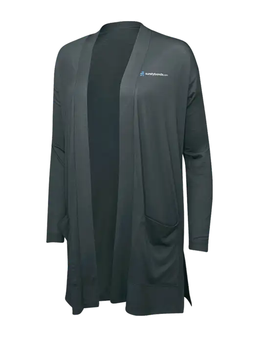 Smoke Grey Womens Concept Long Pocket Cardigan w/SuretyBonds.com Logo