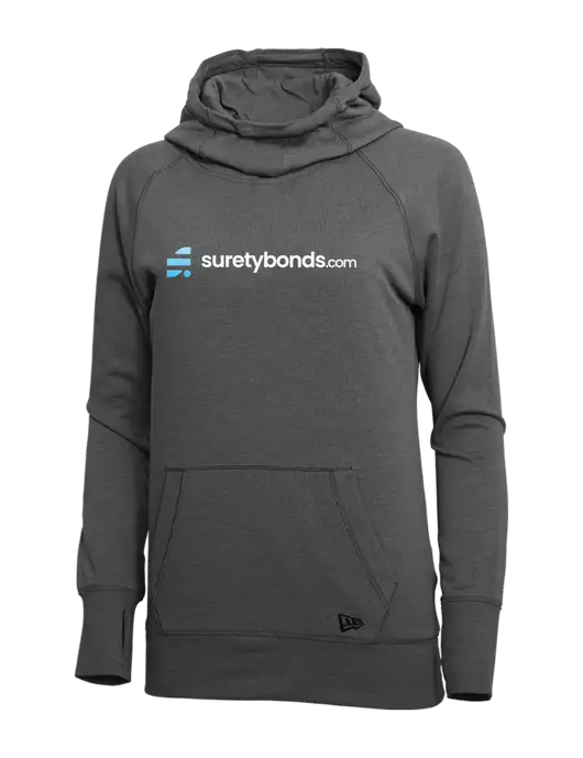 New Era Black Heather Womens Tri-Blend Fleece Pullover Hoodie w/SuretyBonds.com Logo
