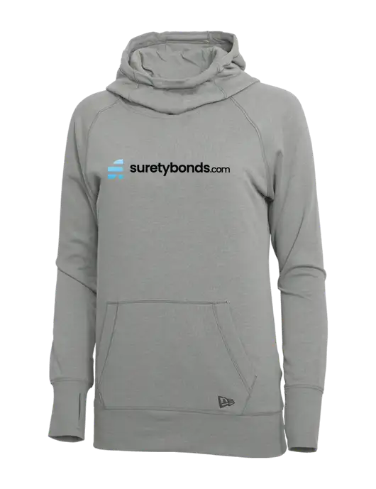 New Era Shadow Grey Heather Womens Tri-Blend Fleece Pullover Hoodie w/SuretyBonds.com Logo