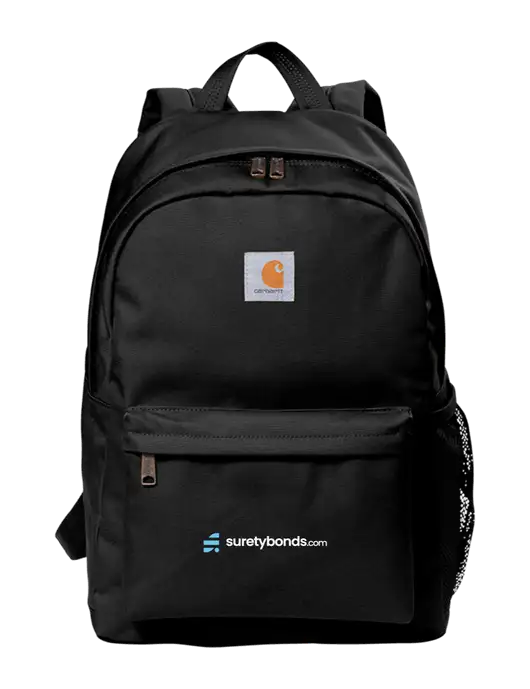 Carhartt Black Canvas Backpack w/SuretyBonds.com Logo