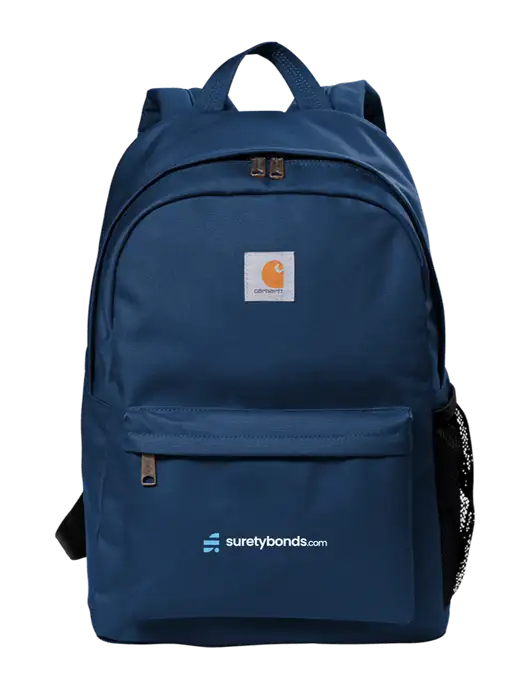 Carhartt Navy Canvas Backpack w/SuretyBonds.com Logo