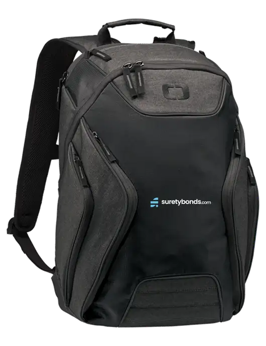OGIO Black/Heather Grey Hatch Laptop Backpack
 w/SuretyBonds.com Logo