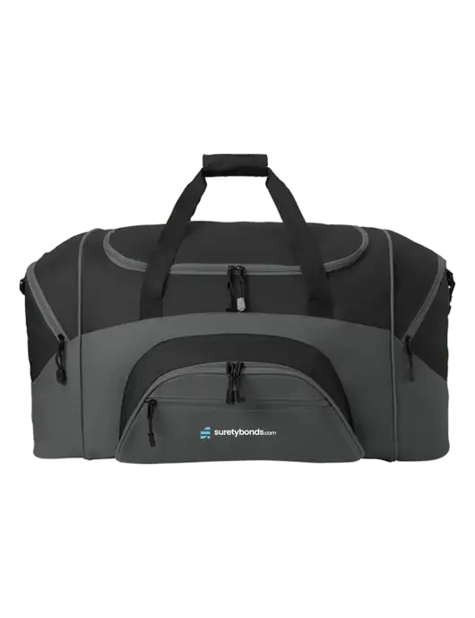 Standard Colorblock Black/Dark Grey Sport Duffel w/SuretyBonds.com Logo