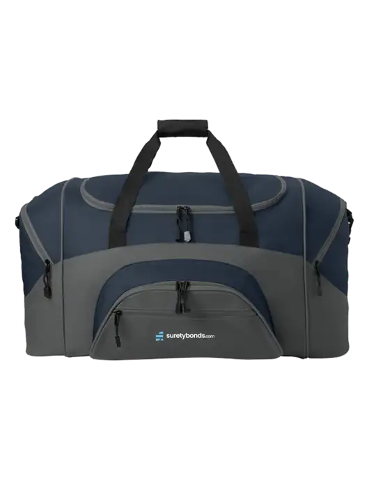 Standard Colorblock Navy/Dark Grey Sport Duffel w/SuretyBonds.com Logo