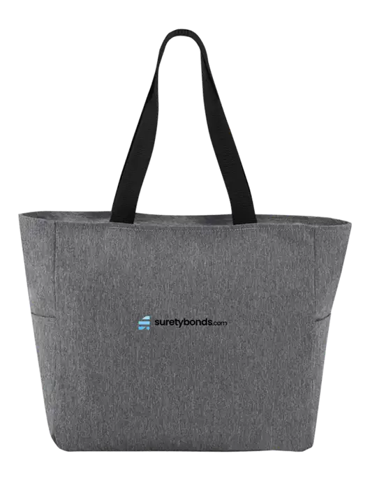 Everyday Heather Grey Zip Tote  w/SuretyBonds.com Logo