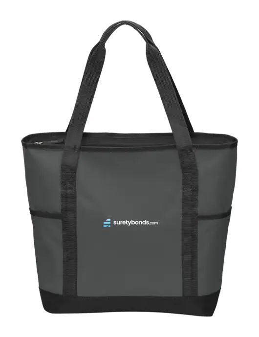 On the Go Charcoal/Black Tote  w/SuretyBonds.com Logo