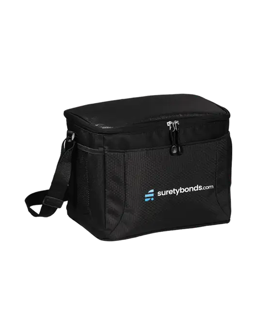 12 Can Black/Black Cube Cooler  w/SuretyBonds.com Logo