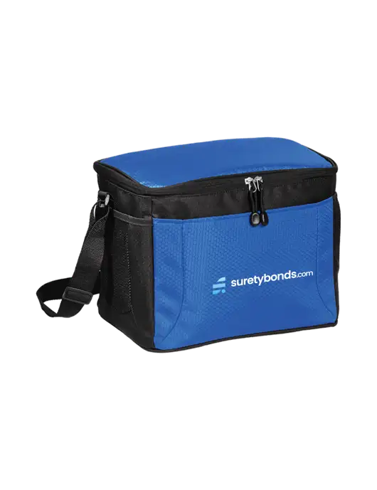 12 Can Twilight Blue/Black Cube Cooler  w/SuretyBonds.com Logo