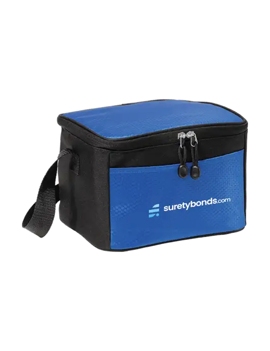 6 Can Twilight Blue/Black Cube Cooler w/SuretyBonds.com Logo