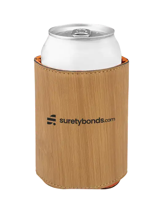 Bamboo Leatherette Beverage Holder w/SuretyBonds.com Logo