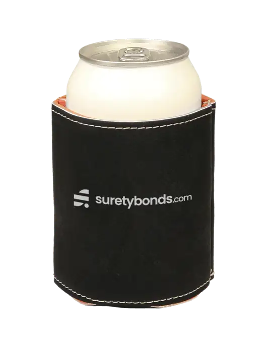 Black Leatherette Beverage Holder w/SuretyBonds.com Logo