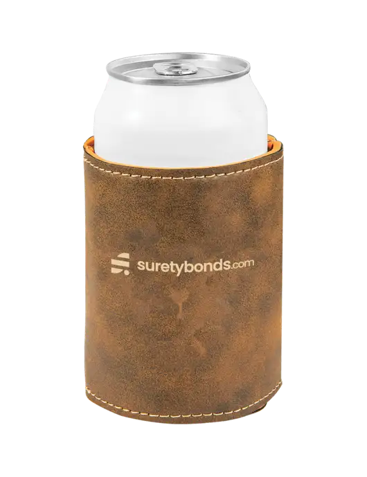 Rustic Leatherette Beverage Holder w/SuretyBonds.com Logo
